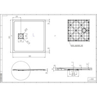 Cagliari || White 80x80x2,6 cm szögletes, SMC zuhanytálca szifonnal