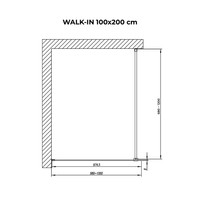 Walk-in || Chrome zuhanyfal, savmart, matt üveggel 100, 200cm, 8mm, NANO