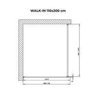 Walk-in || Chrome zuhanyfal, füstüveggel 110, 200cm, 8mm, NANO