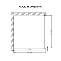 Walk-in || Chrome zuhanyfal, savmart, matt üveggel 120, 200cm, 8mm, NANO