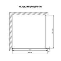 Walk-in || Chrome zuhanyfal, savmart, matt üveggel 130, 200cm, 8mm, NANO