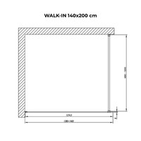 Walk-in || Chrome zuhanyfal, savmart, matt üveggel 140, 200cm, 8mm, NANO