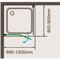 Pilas || zuhanykabin 80x120, 195cm, 6mm, NANO