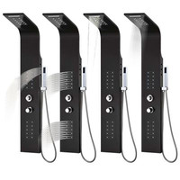 Verona || Black termosztátos zuhanypanel, rozsdamentes acél, LED