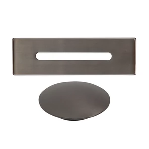 Acél || túlfolyó- és lefolyó takaró szett szabadon álló kádhoz, gun gray