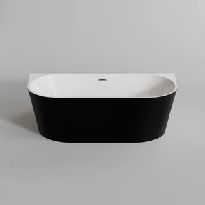 LANA || félszabadon álló fürdőkád, fal mellé, fekete-fehér, 160x80x58 cm