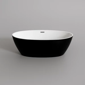 OVAL || szabadon álló fürdőkád, fekete-fehér, 155x80x58 cm