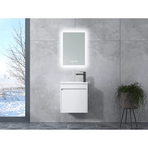 Zamora White fürdőszoba szekrény mosdóval és LED-es tükörrel Zamora White fürdőszoba szekrény mosdóval és LED-es tükörrel