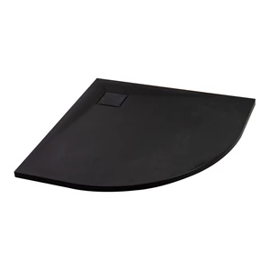 Cagliari || Black 80x80x2,6 cm íves, SMC zuhanytálca szifonnal