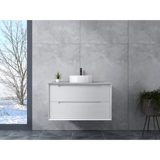 Genova || White fürdőszoba szekrény mosdóval 60 cm