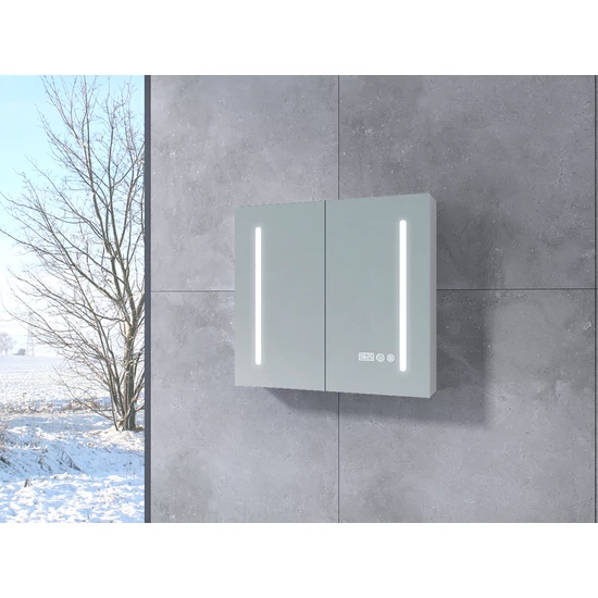 Sevilla || White kétajtós, tükrös szekrény, LED világítással 60 cm