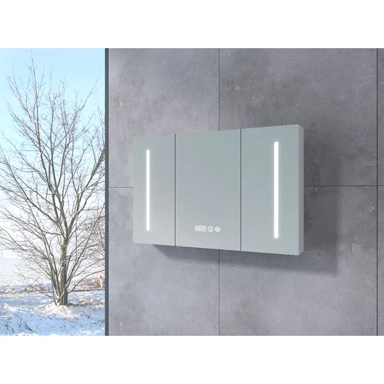 Vicenza White háromajtós, tükrös szekrény, LED világítással 120 cm