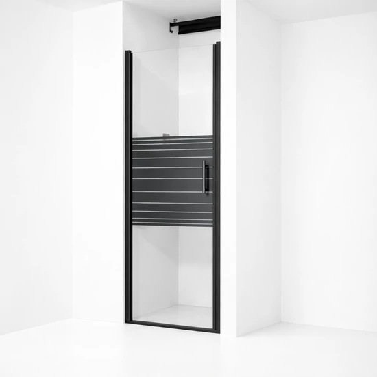 Madeira || Black Pattern 80 nyíló zuhanyajtó, 190cm, 6mm, NANO
