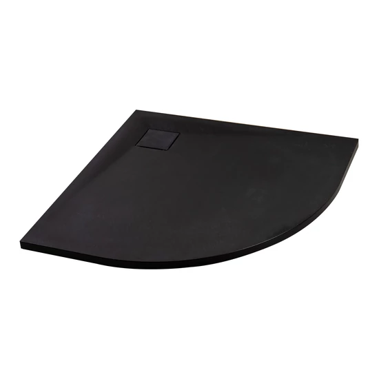 Cagliari || Black 80x80x2,6 cm íves, SMC zuhanytálca szifonnal