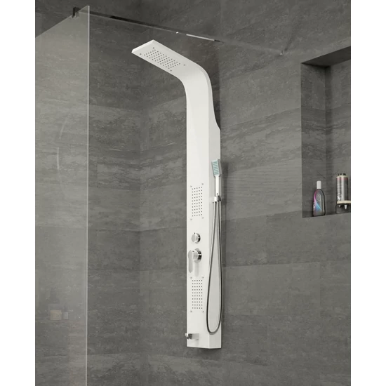 Merin || White zuhanypanel, rozsdamentes acél