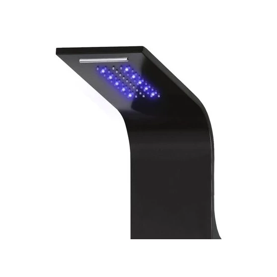 Verona || Black termosztátos zuhanypanel, rozsdamentes acél, LED