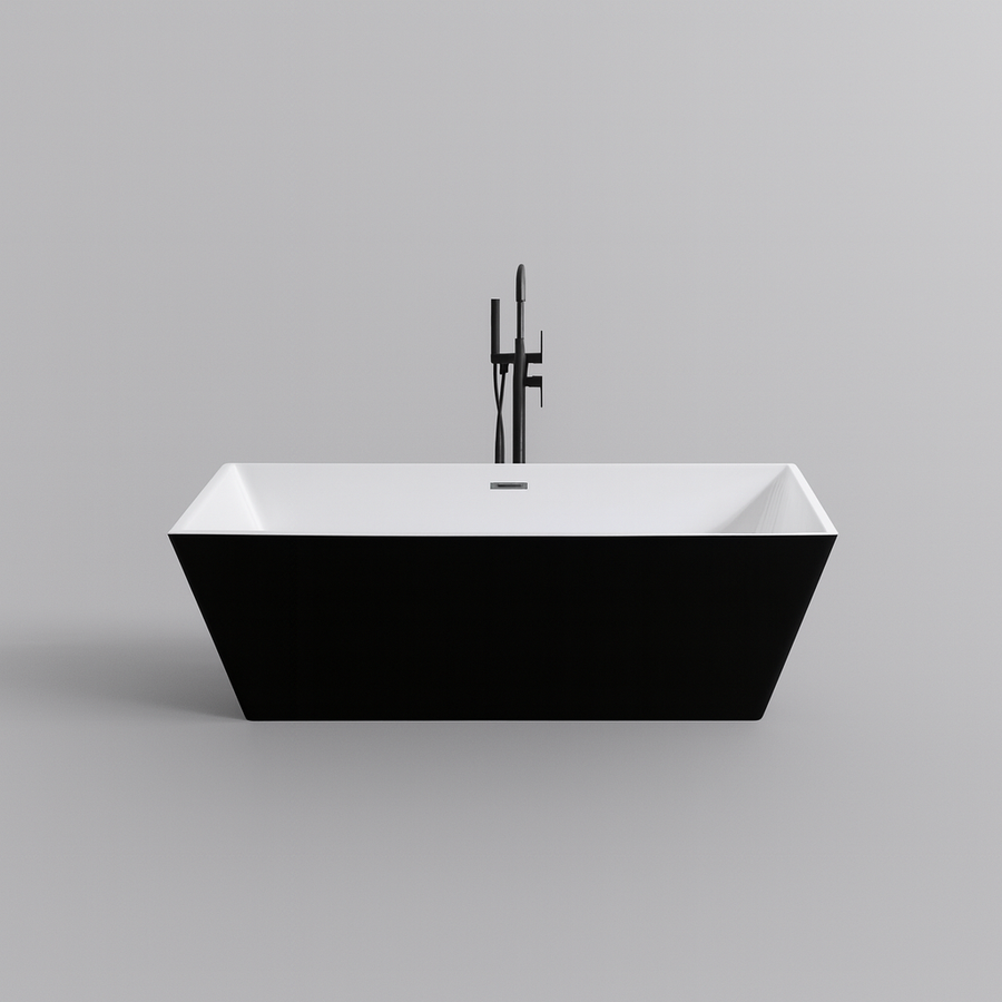 CUBE || szabadon álló fürdőkád, fekete-fehér, 170x75x58 cm