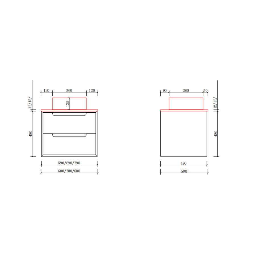 Genova || White fürdőszoba szekrény mosdóval 60 cm