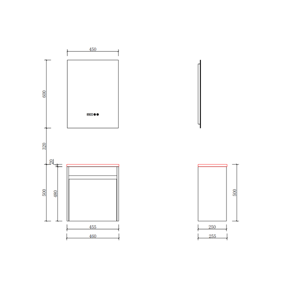 Zamora || Matt antracit szürke, fürdőszoba szekrény