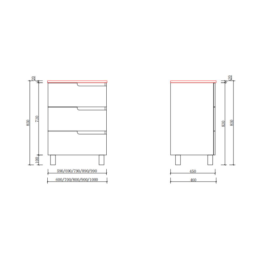 Torino || Matt antracit szürke, fürdőszoba szekrény mosdóval 60cm