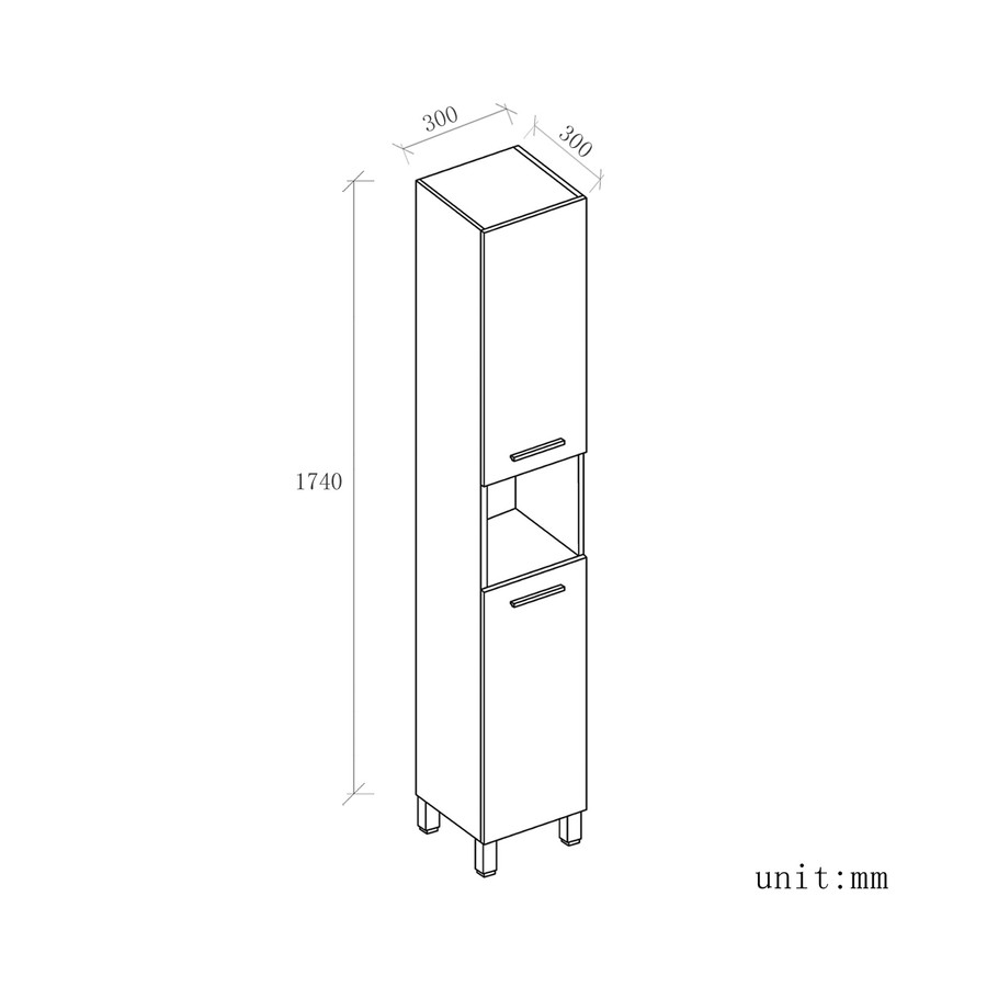 NORMANDIA 30 || Sonoma,  fürdőszoba szekrény, szennyestartóval, tárolóval és polcokkal