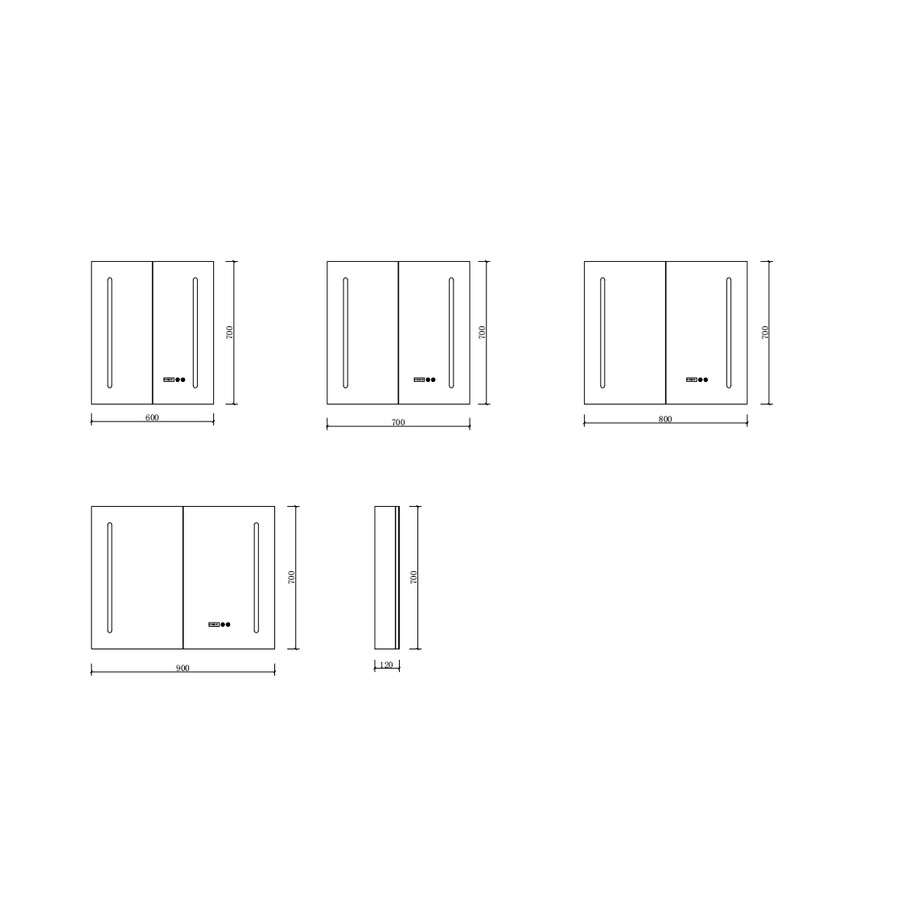 Sevilla || Matt antracit szürke, kétajtós, tükrös szekrény, LED világítással 60 cm