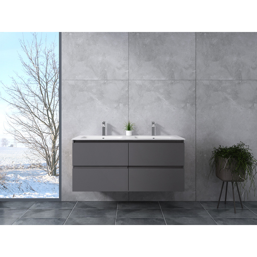 Dijon || Matt antracit szürke, fürdőszoba szekrény mosdóval 120cm