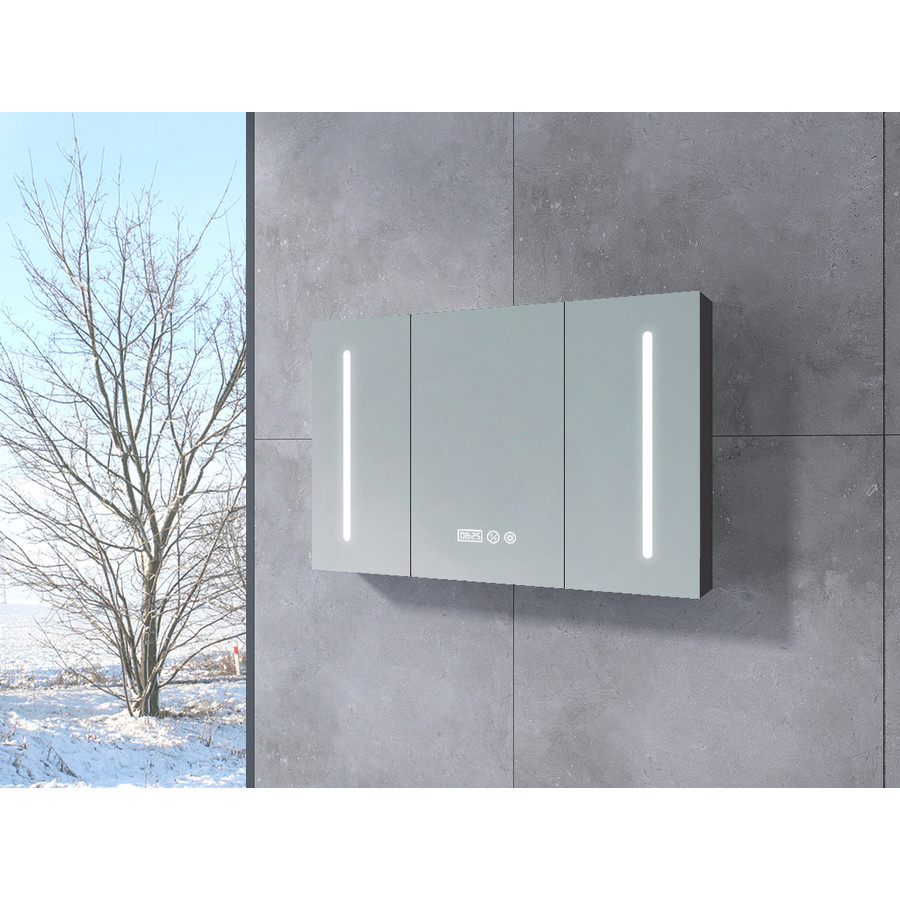 Vicenza || Matt antracit szürke, háromajtós, tükrös szekrény, LED világítással 100 cm