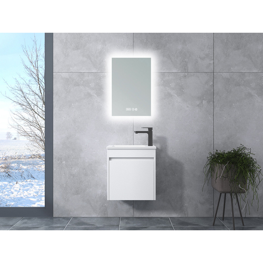 Zamora || White fürdőszoba szekrény mosdóval és LED-es tükörrel