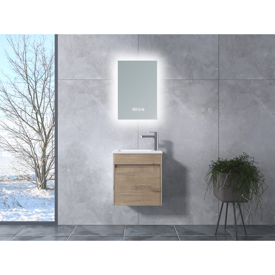 Zamora || Sonoma fürdőszoba szekrény mosdóval és LED-es tükörrel