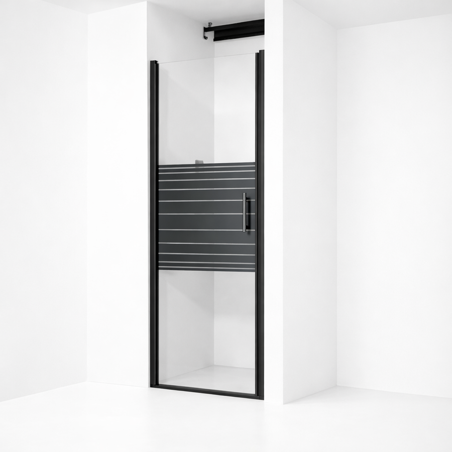 Madeira || Black Pattern 80 nyíló zuhanyajtó, 190cm, 6mm, NANO