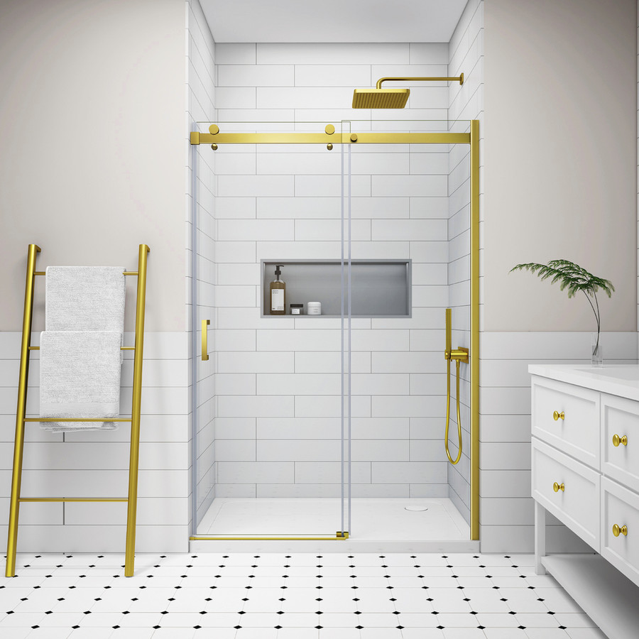 Milano || Gold toló zuhanyajtó, 120x195cm, 8mm, NANO