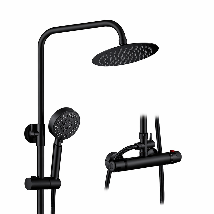 Voile || Black zuhanyszett, termosztátos csapteleppel