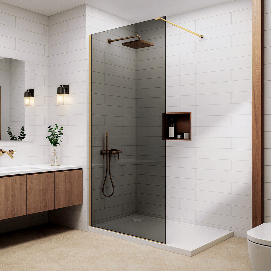 Walk-in || Gold zuhanyfal, füstüveggel 80, 200cm, 8mm, NANO