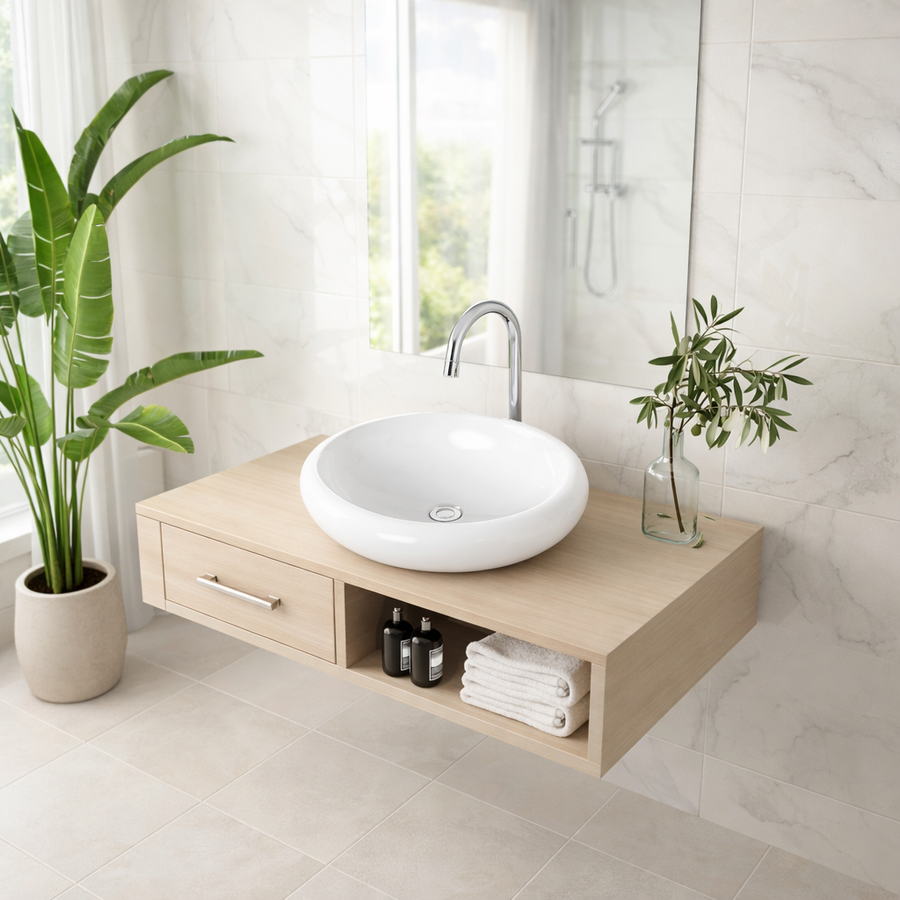 MERANO || Pultra helyezhető mosdókagyló, kerámia, fehér, ovális