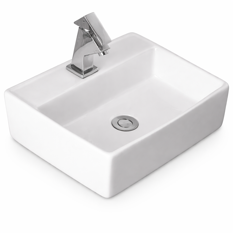 LINZ || Pultra helyezhető mosdókagyló, kerámia, fehér, szögletes