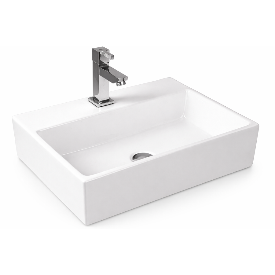 LEER || Pultra helyezhető mosdókagyló, kerámia, fehér, szögletes