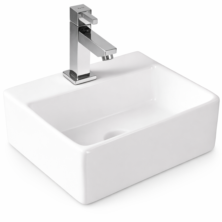 LAGE || Pultra helyezhető mosdókagyló, kerámia, fehér, szögletes