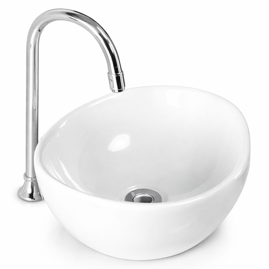 ASTI || Pultra helyezhető mély mosdókagyló, kerámia, fehér, kerek