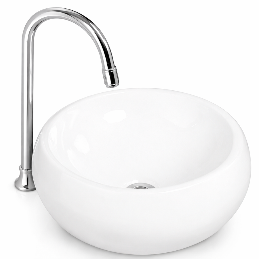 BARI || Pultra helyezhető mosdókagyló, kerámia, fehér, kerek