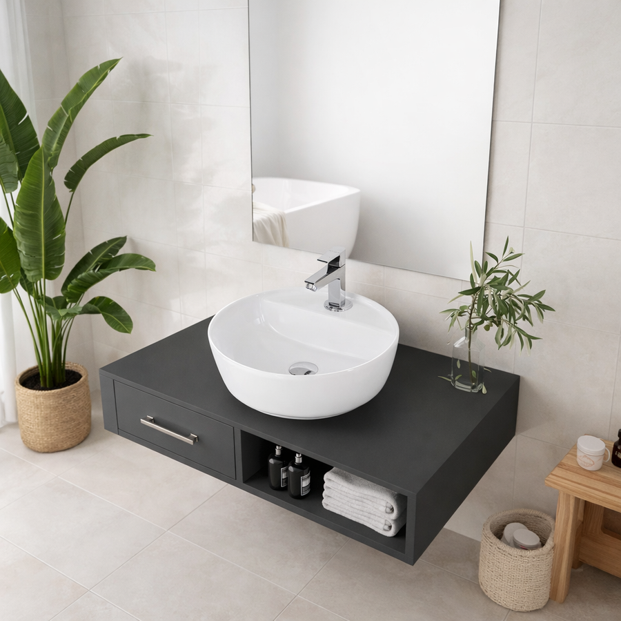 MONTERO 40 || Pultra helyezhető mosdókagyló, kerámia, fehér, lekerekített