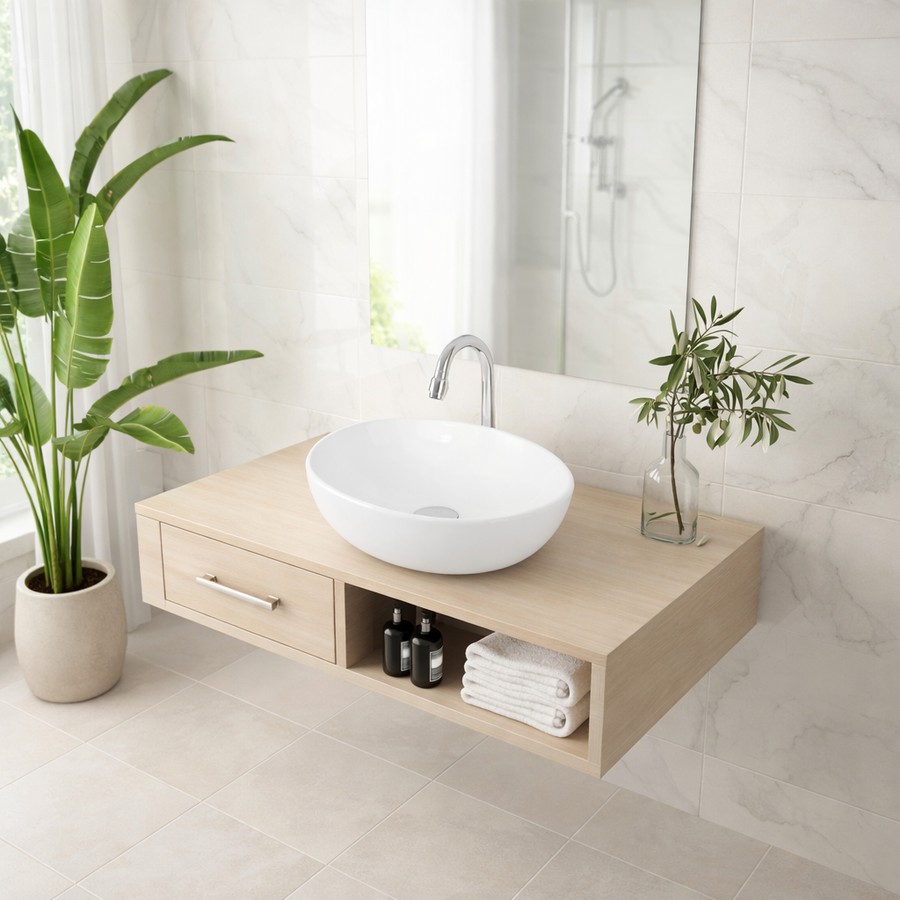 MONACO || Pultra helyezhető mosdókagyló, kerámia, fehér, ovális