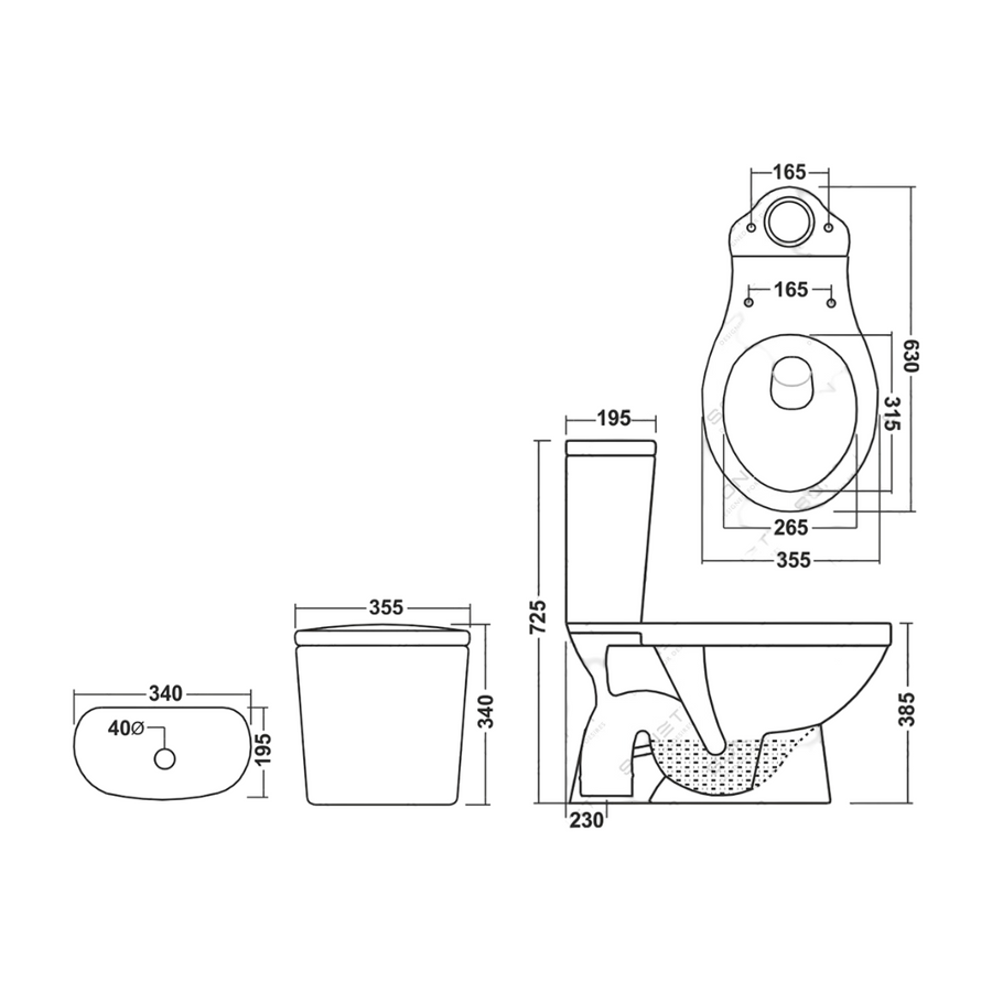 OSLO || monoblokkos, mélyöblítéses WC csésze tartállyal, alsó kifolyással, slim wc ülőkével, kerámia, fehér