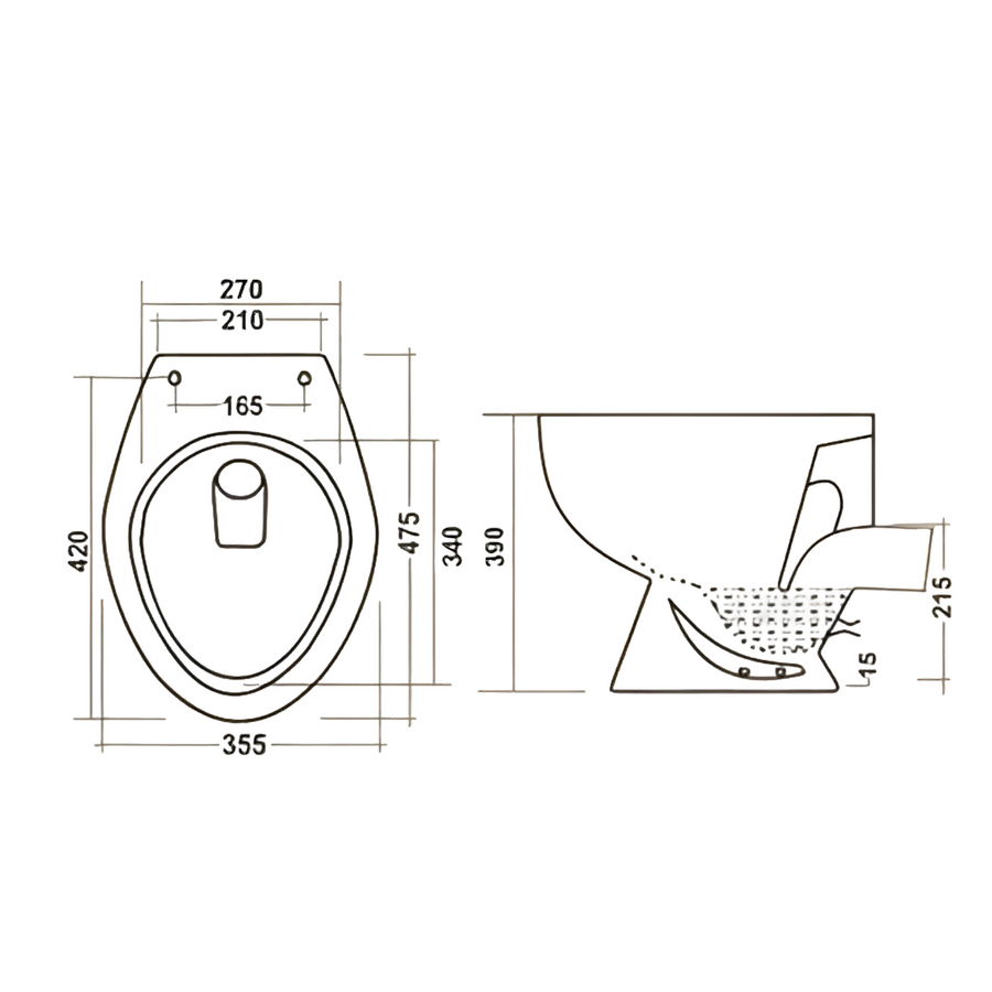 CORI || mélyöblítéses WC csésze ülőkével, kerámia, fehér, hátsó kifolyású