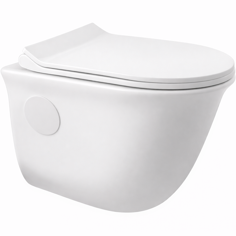 FRANKFURT || fali, mélyöblítéses WC csésze slim wc ülőkével, kerámia, fehér