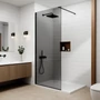 Kép 1/5 - Walk-in || Black zuhanyfal, füstüveggel 80, 200cm, 8mm, NANO
