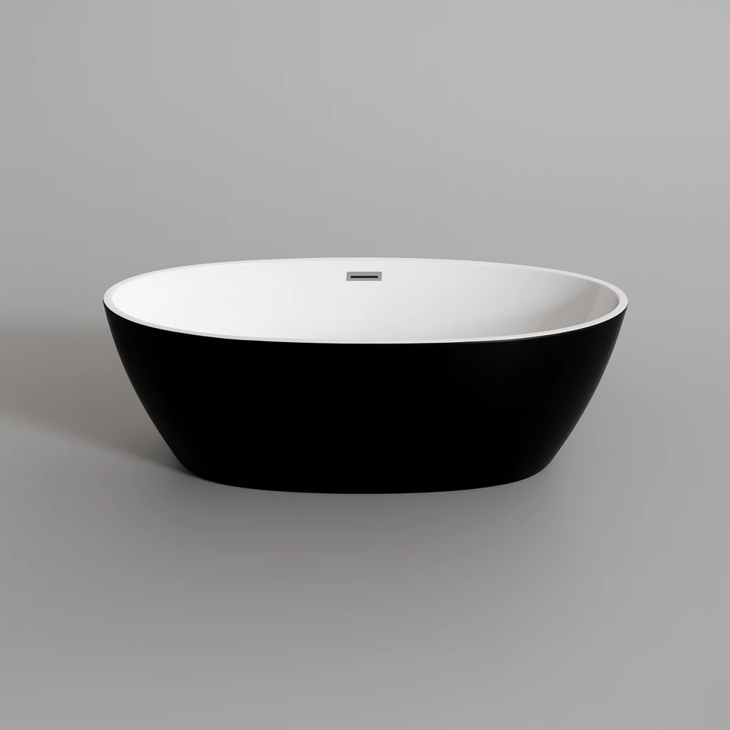 OVAL || szabadon álló fürdőkád, fekete-fehér, 155x80x58 cm