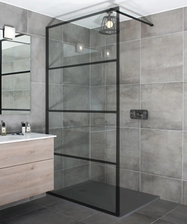 Walk-in Black zuhanyfal 70, 200cm, 8mm