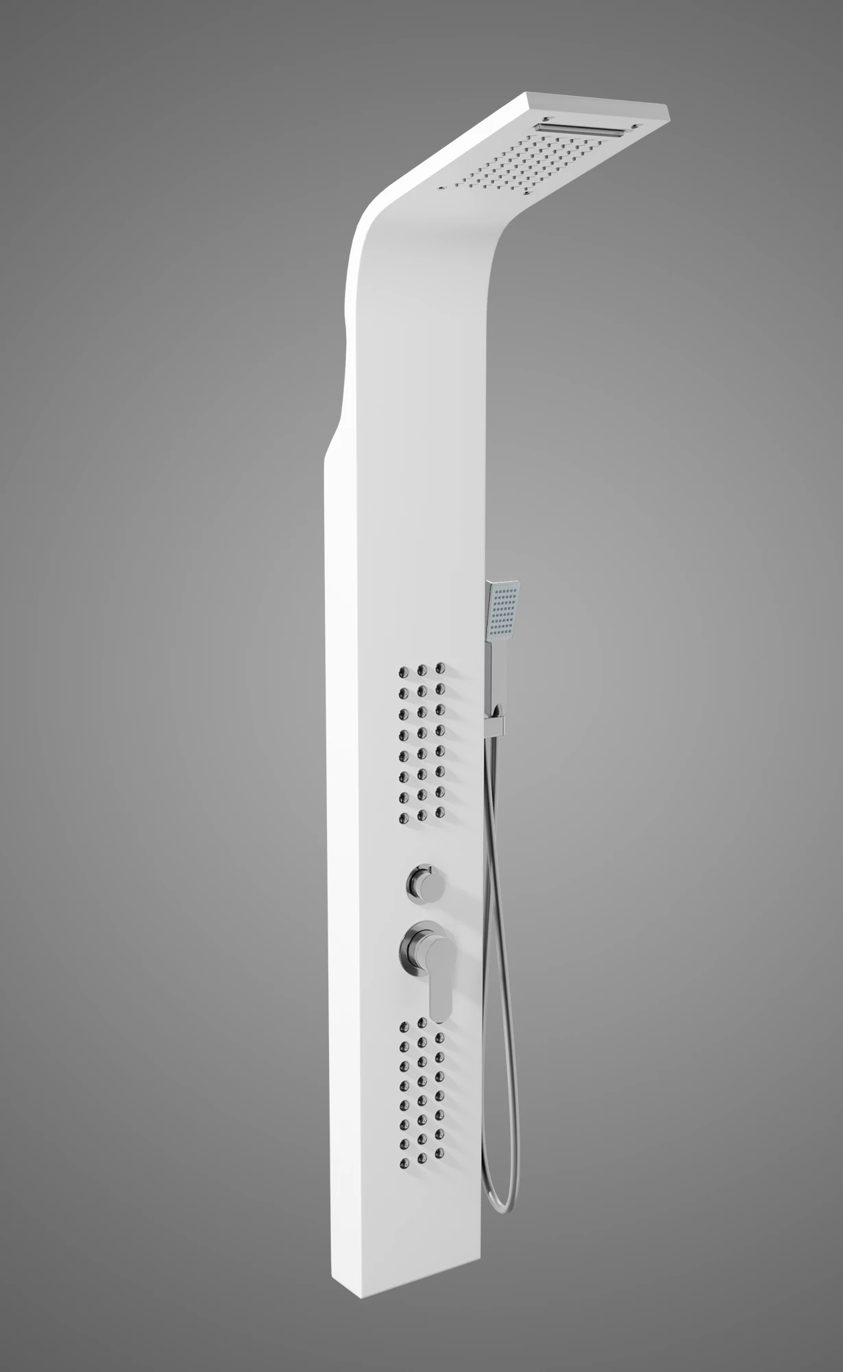 Alegre White zuhanypanel, rozsdamentes acél