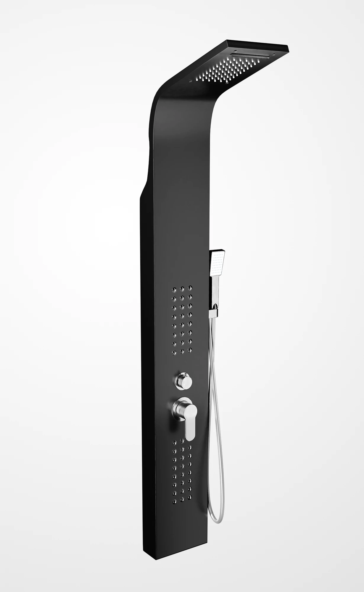 Alegre Black zuhanypanel, rozsdamentes acél